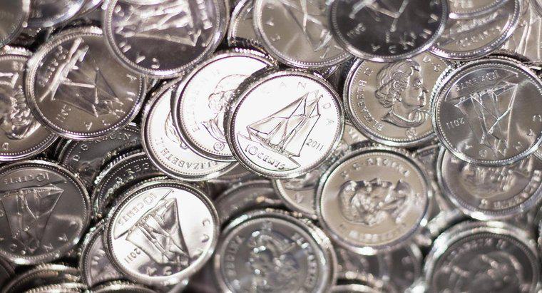 Quanto pesa uma moeda de dez centavos canadense?