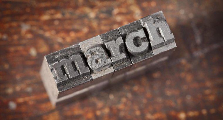Qual é o número ordinal para o mês de março?